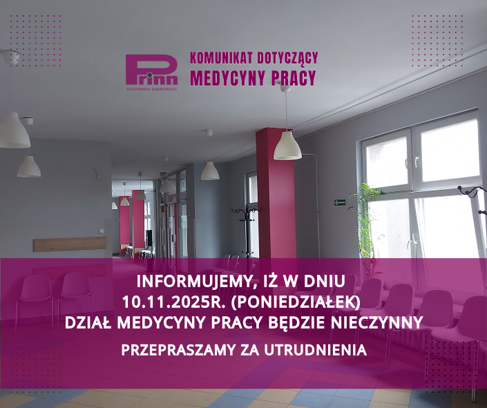 10.11.2025r. Dział Medycyny Pracy będzie nieczynny