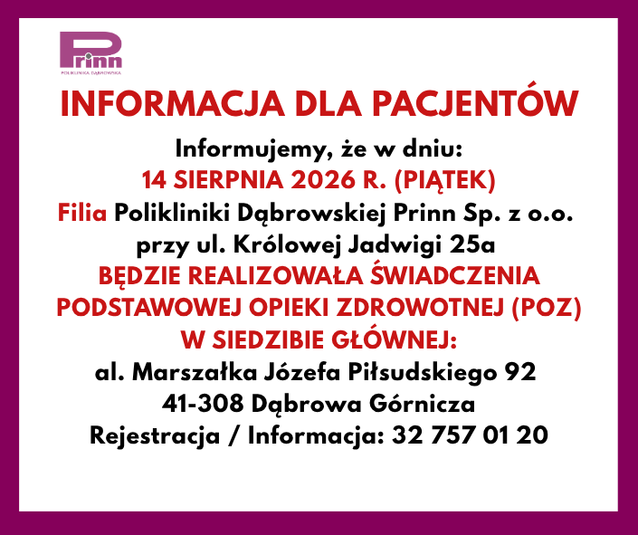 Komunikat dotyczący organizacji pracy Filii przy ul. Królowej Jadwigi w dniu 14 sierpnia 2026r.